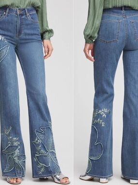 Chico's Indigo Embroidered Flare Jeans